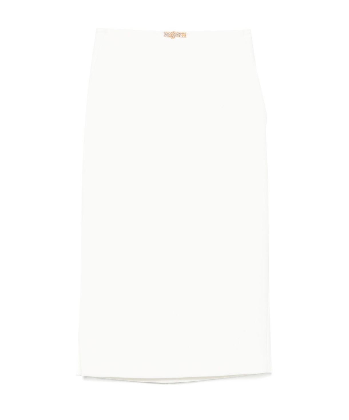 Elisabetta Franchi Krepp-midirock Mit Schmuckdetail In Ivory