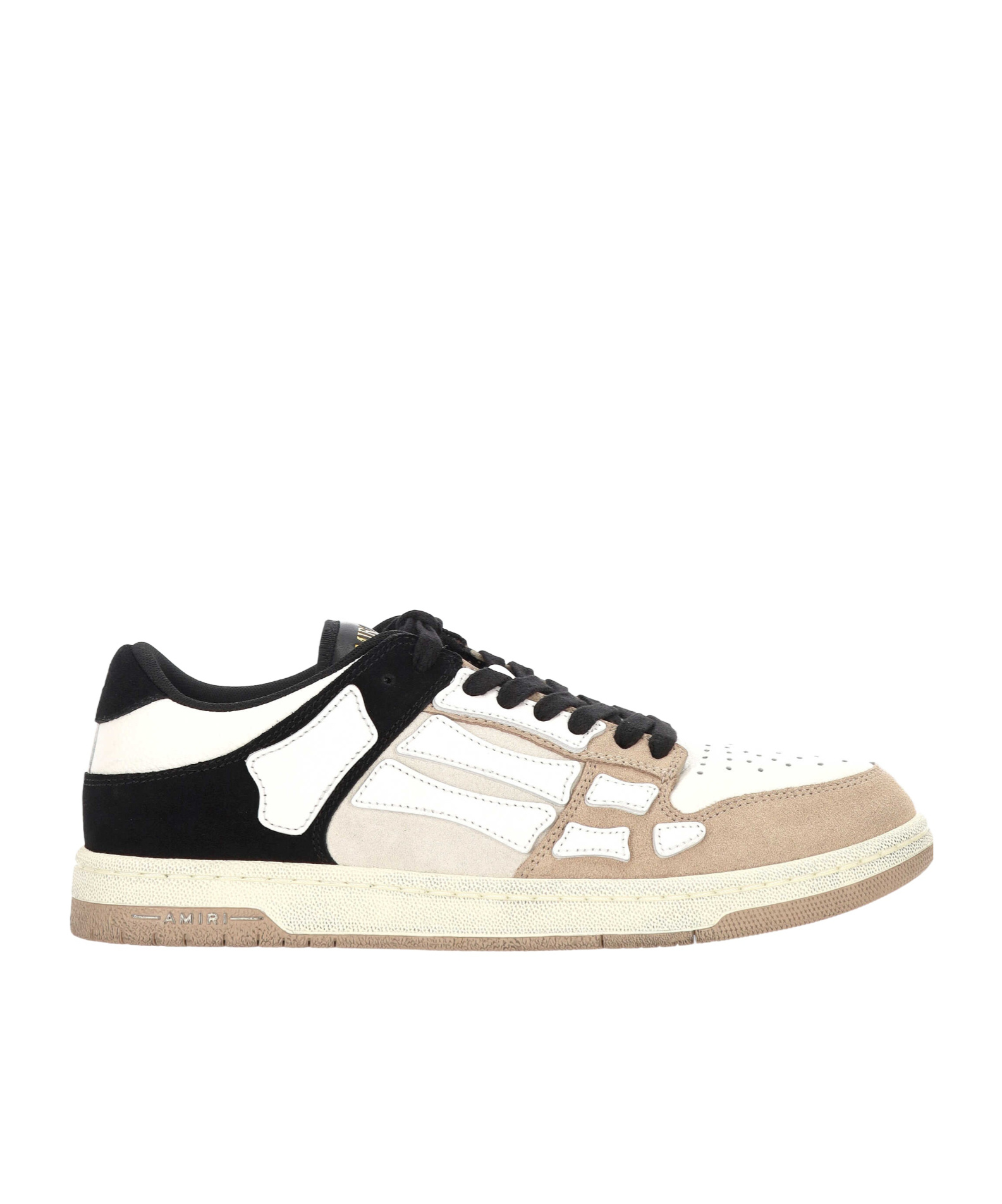 Amiri Skel Top Low Panelled Suede Sneakers In Neutral