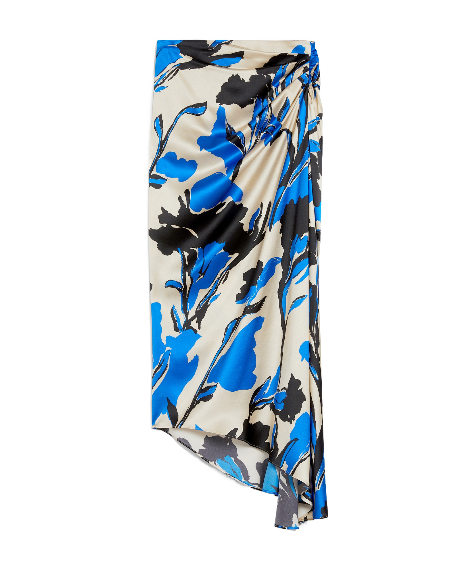 Max Mara Asymmetrical Skirt In Printed Satin In Multicolor