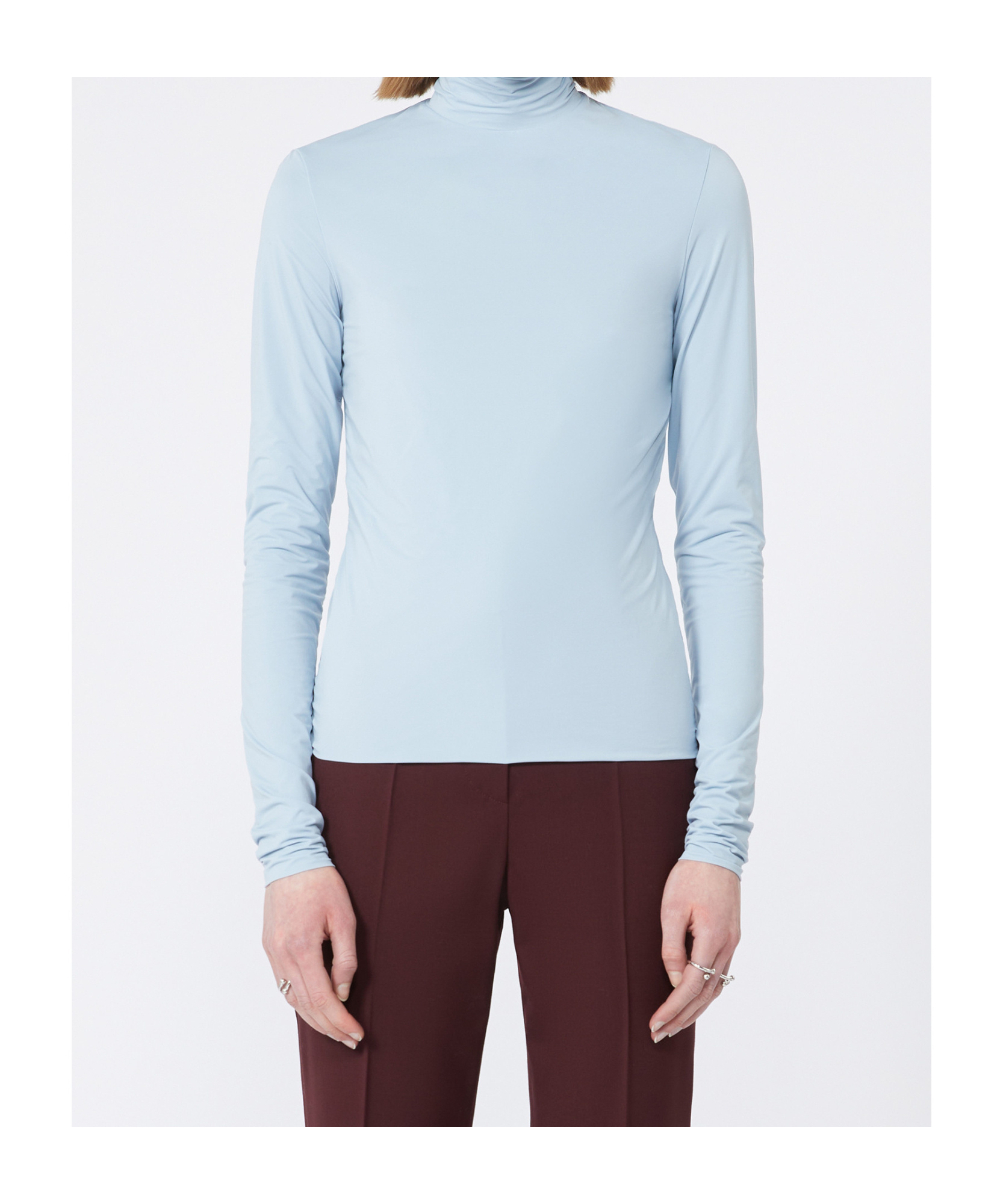 Sportmax Long-sleeved Knitted Turtleneck Sweater In Blue