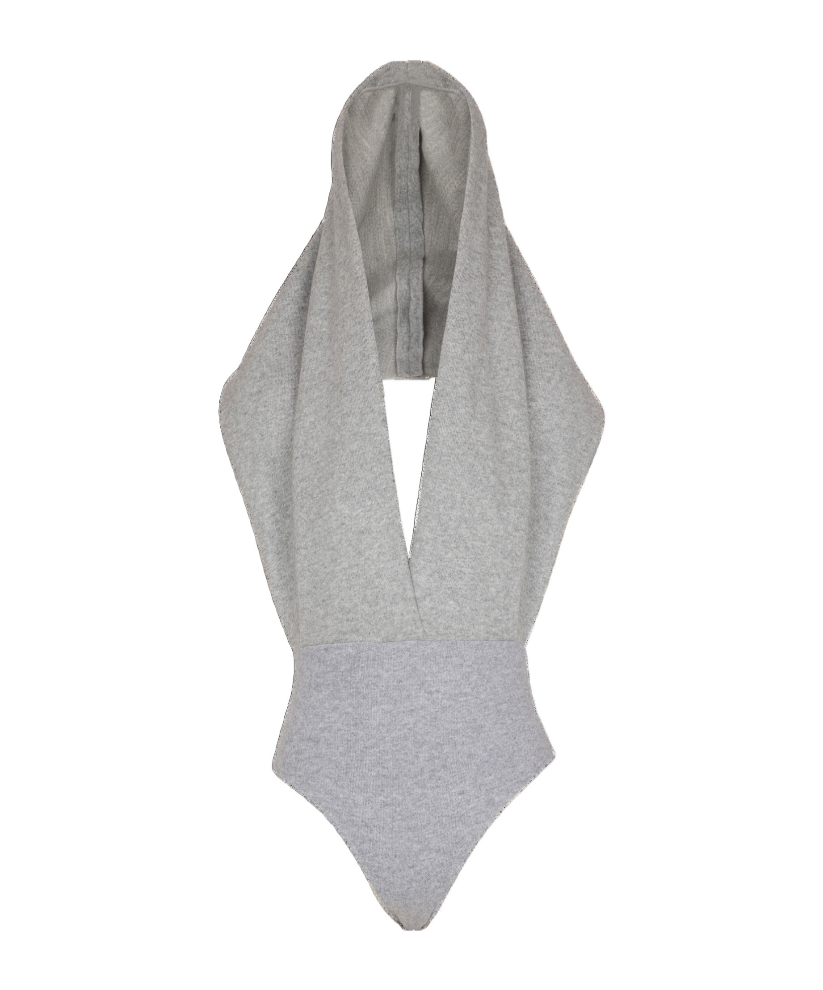 Balmain Draped Bodysuit With Hood In Gray