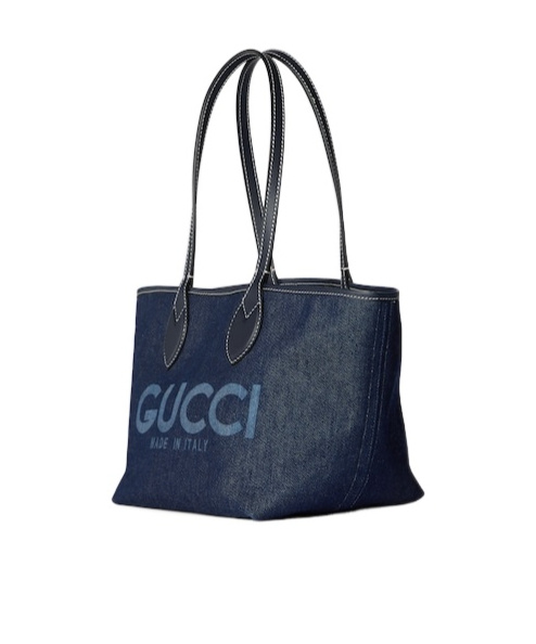 Gucci Totissima Reversible Shopping Bag Small Size In Dark Blue