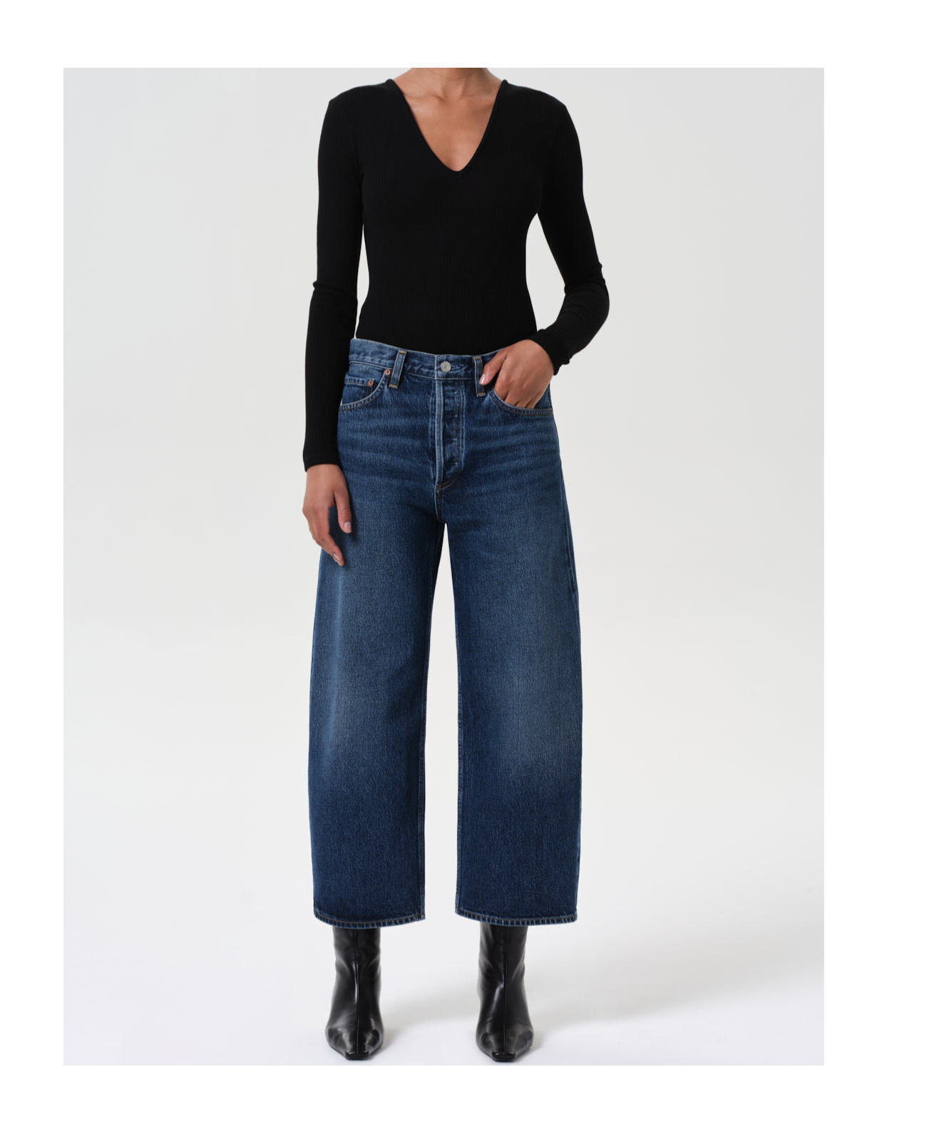 Agolde Denim Trousers With Belt Loops In Blue