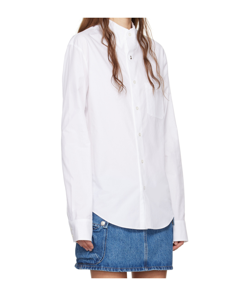 Coperni Denim Skirt With Frontal Logo Patch In Blue