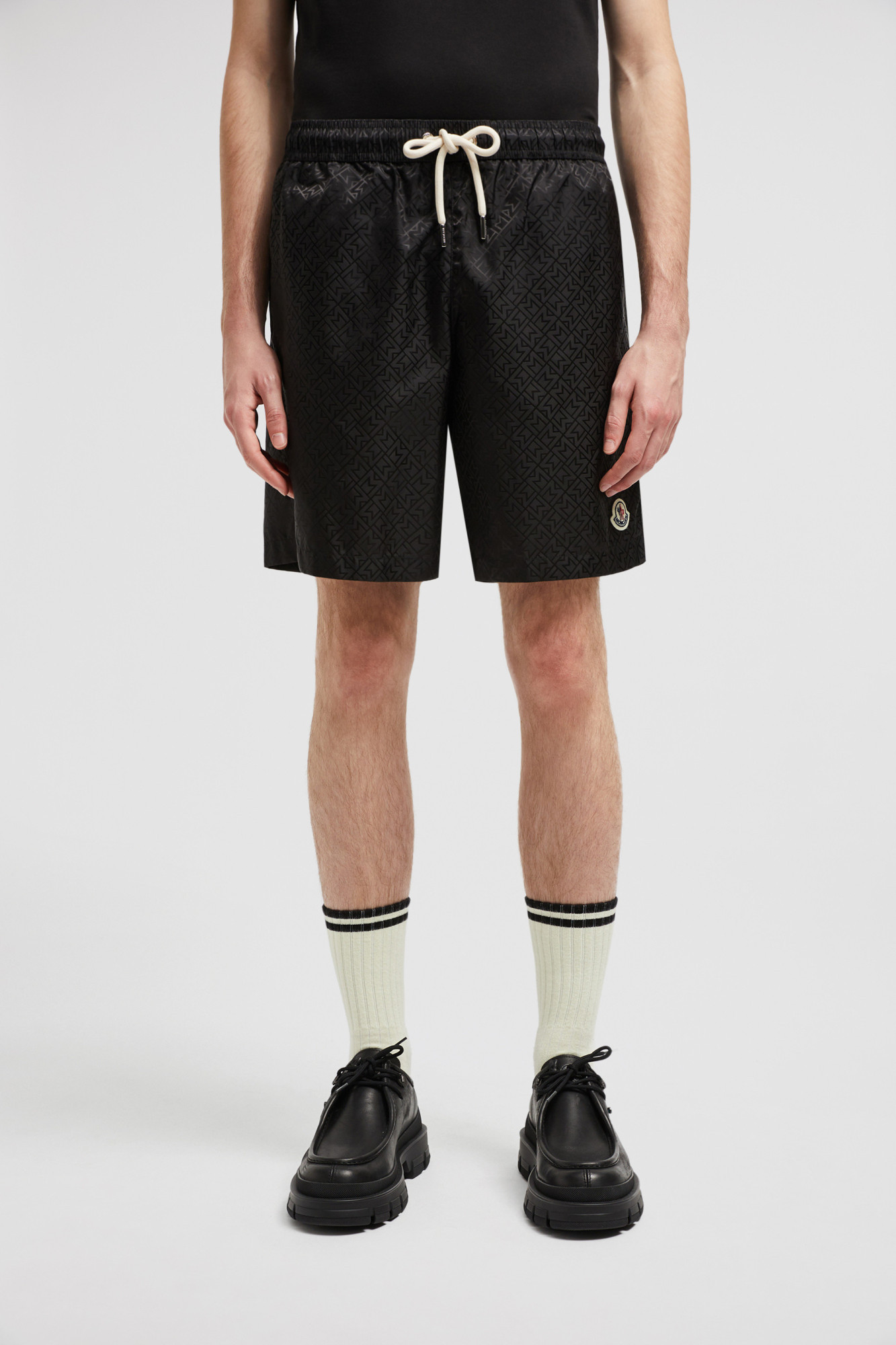 Moncler Elastic Waist Swimming Trunks In Black