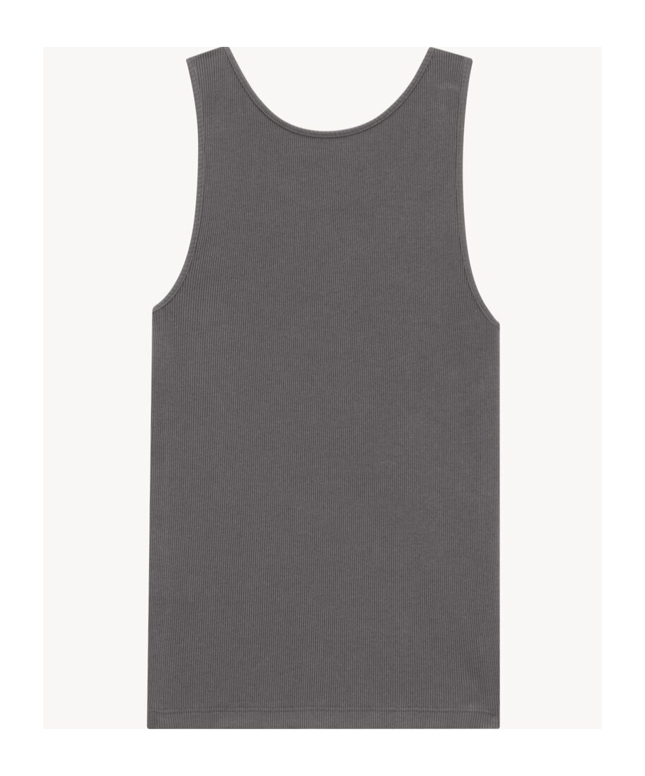 Saint Laurent Cassandre Fine-ribbed Tank Top In Gray