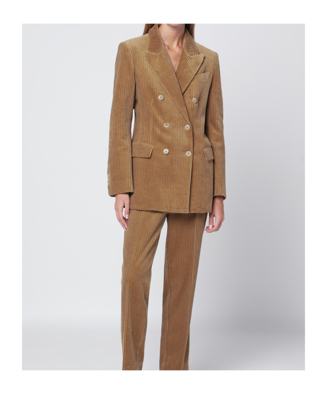 P.a.r.o.s.h Ribbed Velvet Double-breasted Blazer In Brown