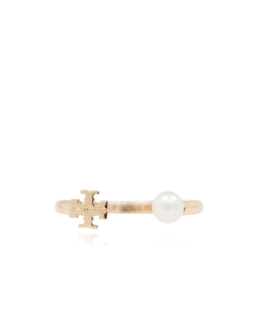 Shop Tory Burch Kira Embellished Ring In Yellow