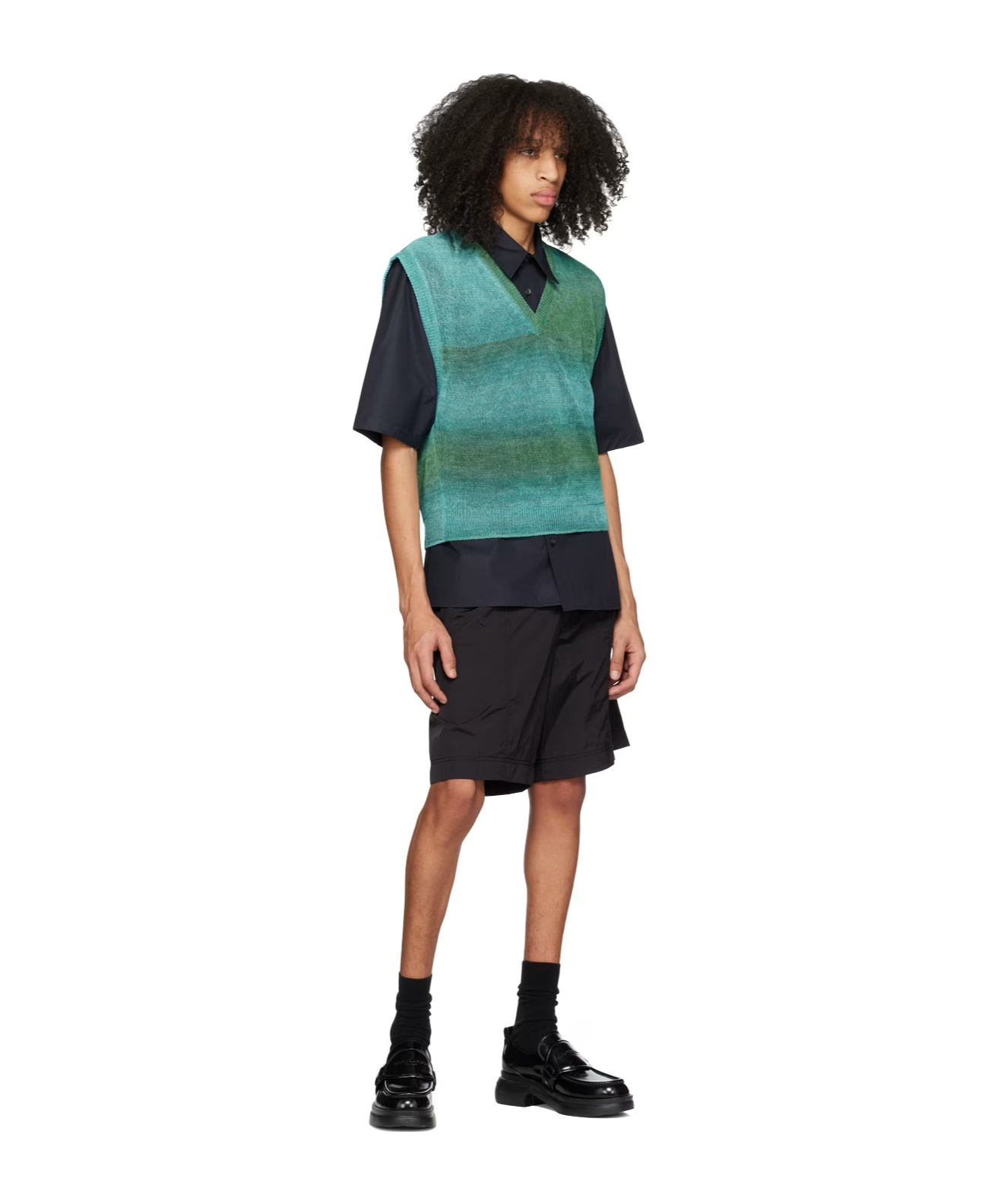 Wooyoungmi Graded Stripe Pattern Knitted Vest In Black
