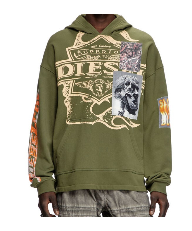 Diesel S-baxt Hoodie In Green