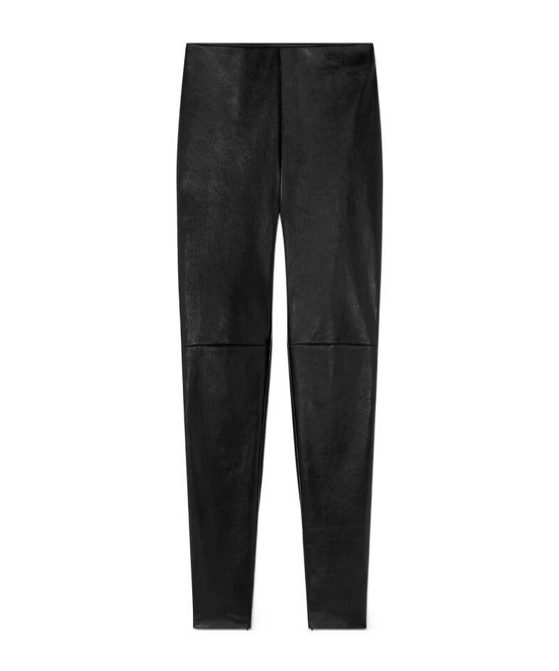 Versace Leather Panel Trousers In Black