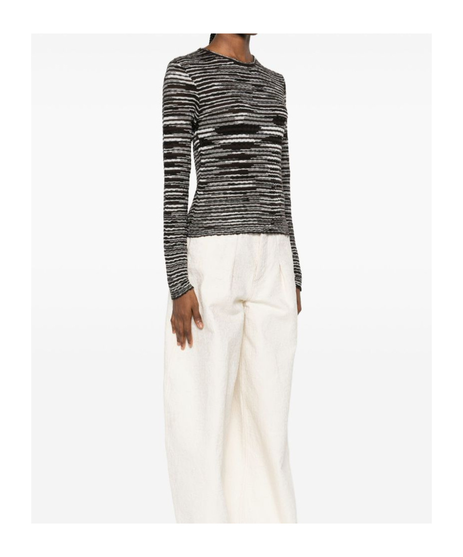 Missoni Wool Blend Crewneck Sweater In Black