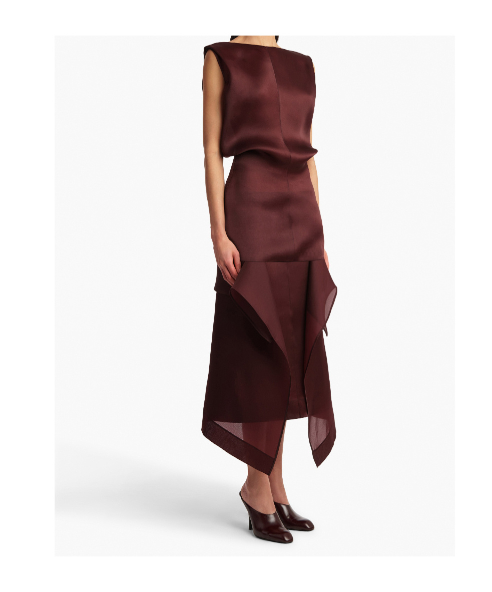 Khaite Toma Silk-organza Dress In Burgundy