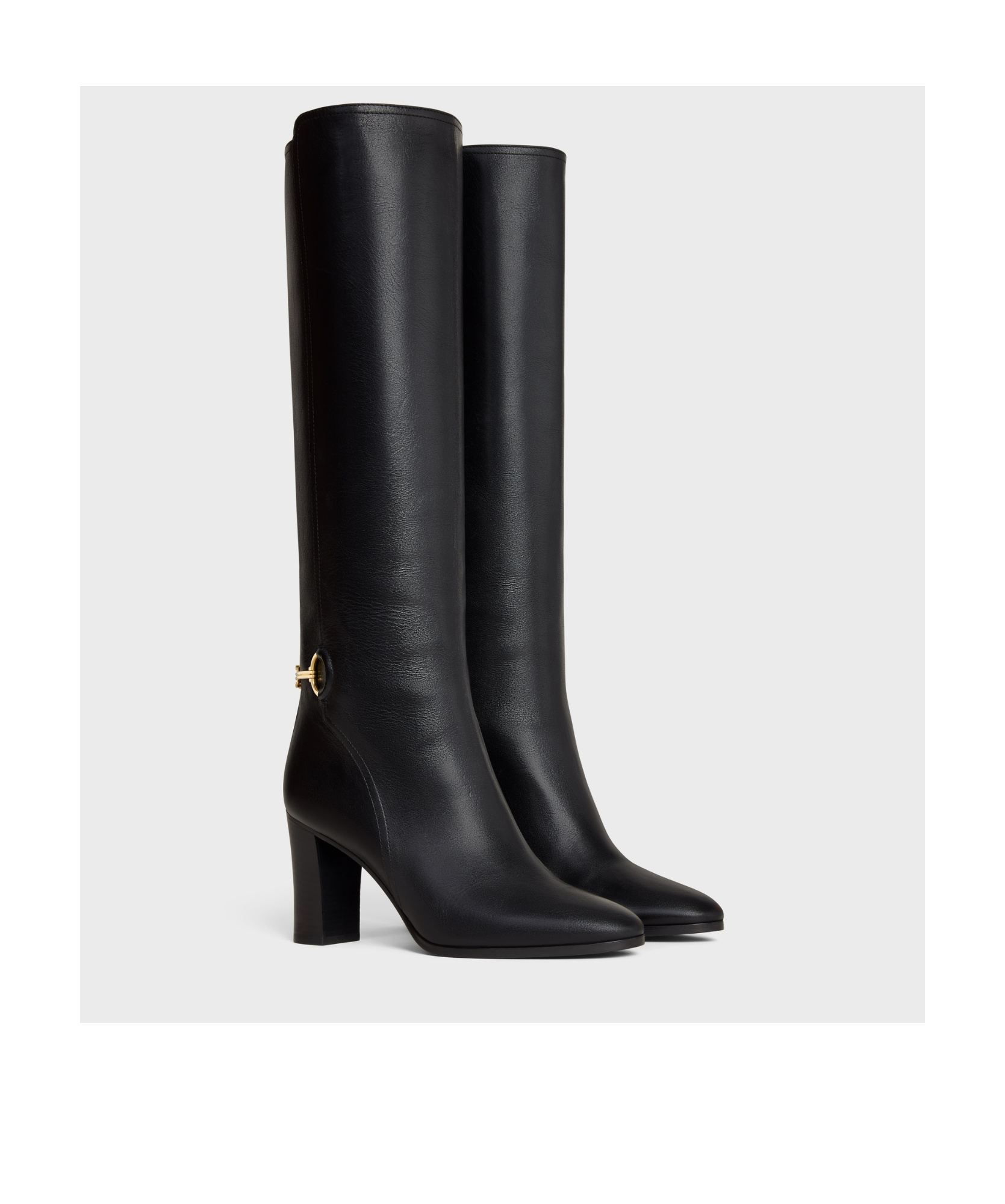 Celine Claude Calfskin High Boots In Black