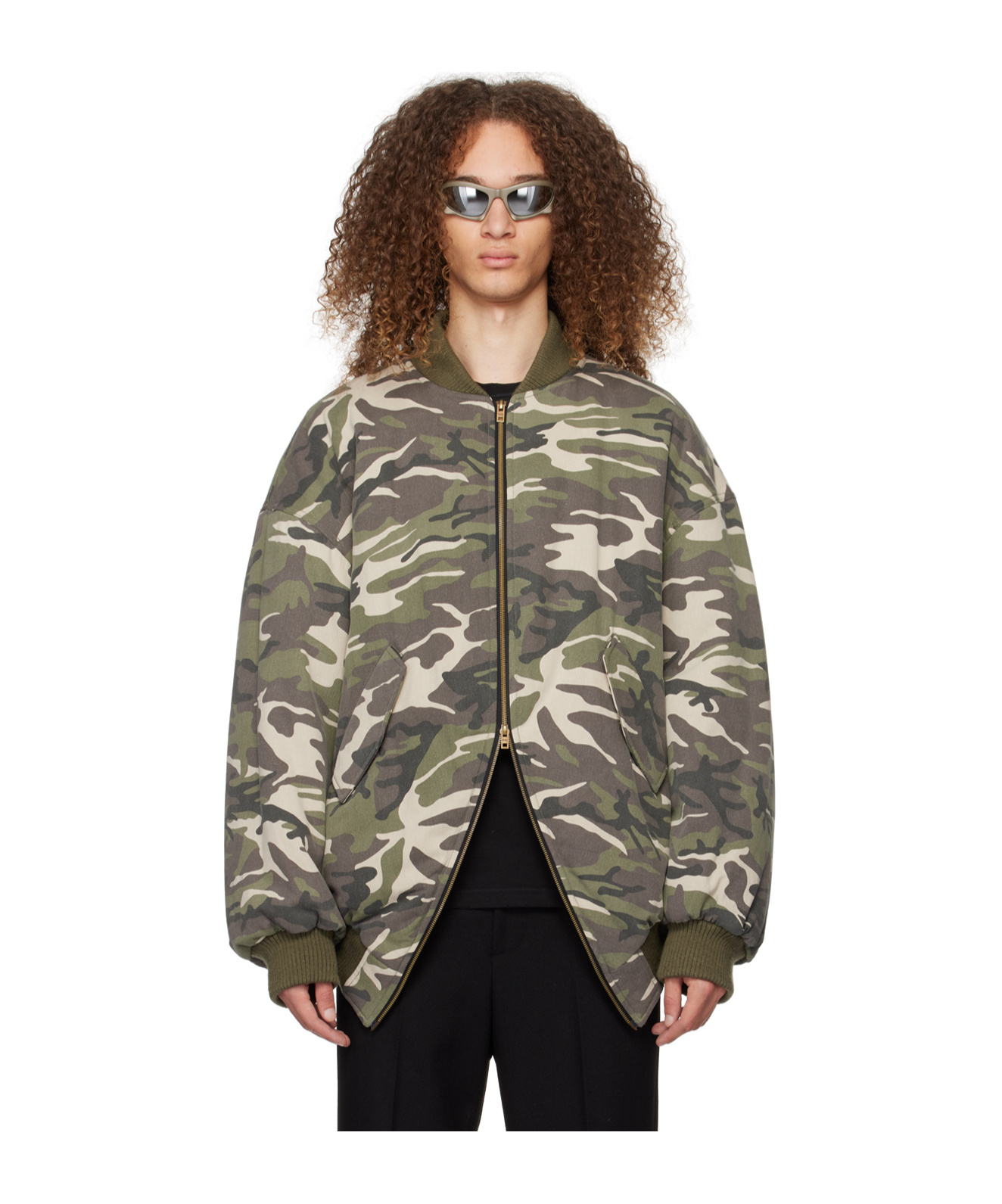We11 Done Camouflage Zipper Cotton Suit In Black