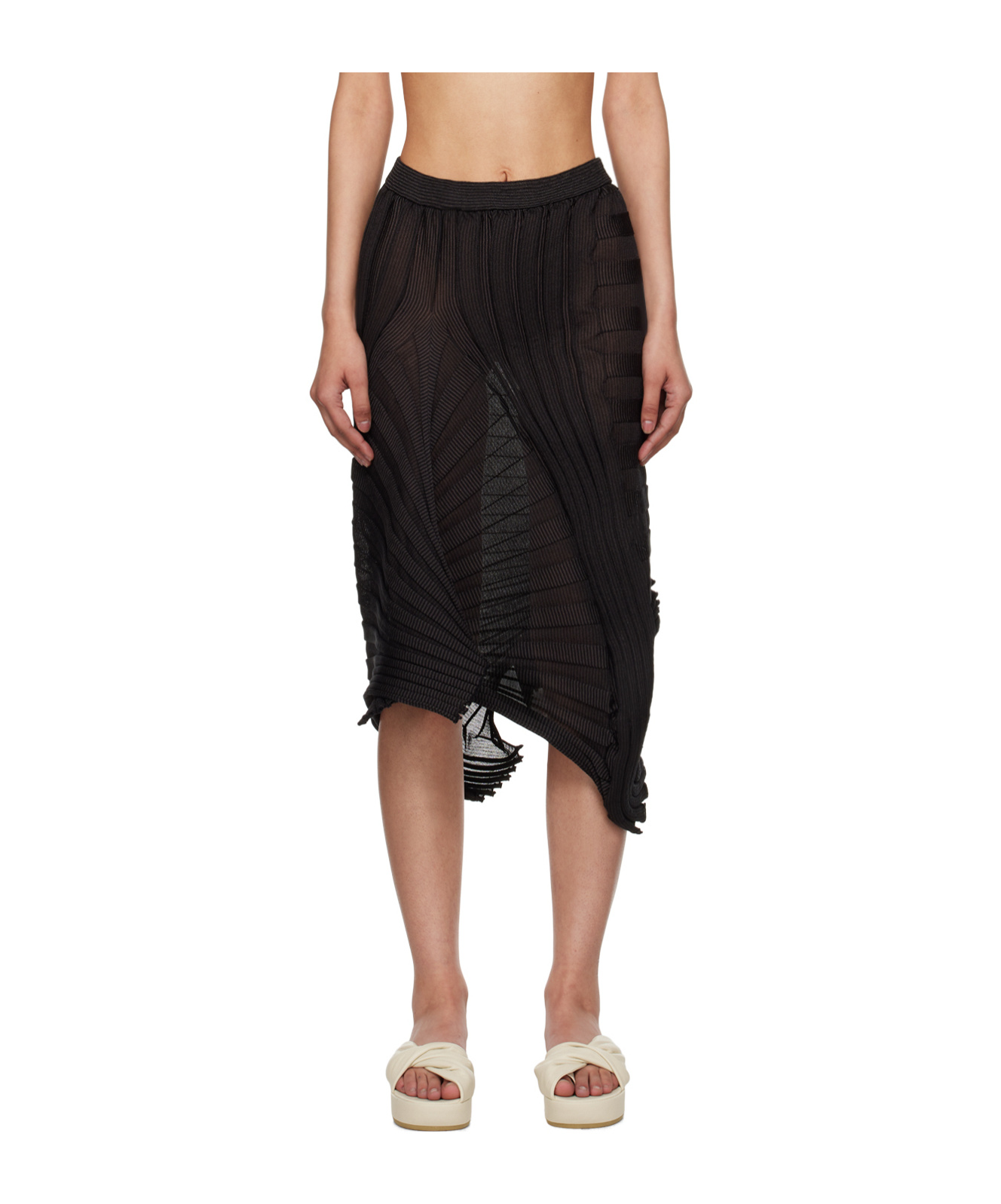 Issey Miyake Knitted Mid-length Skirt In Black