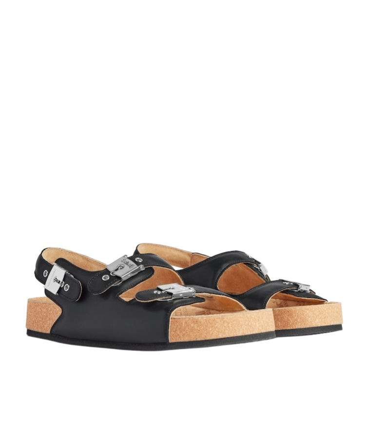 Balenciaga X Scholl Leather Sandals In Black