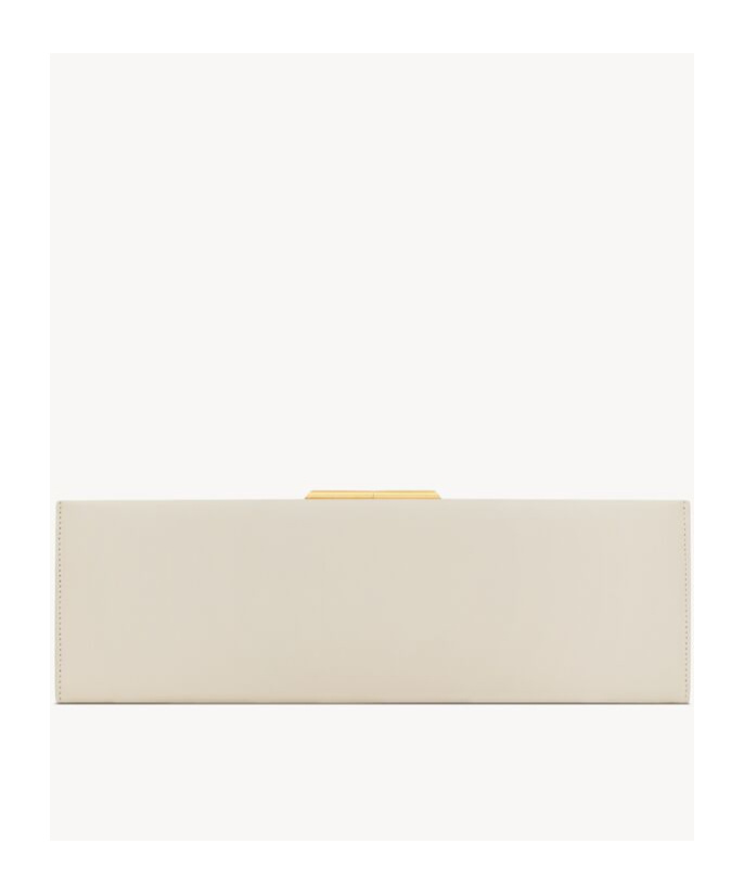 Saint Laurent Midnight Large Clutch In Smooth Leather In White
