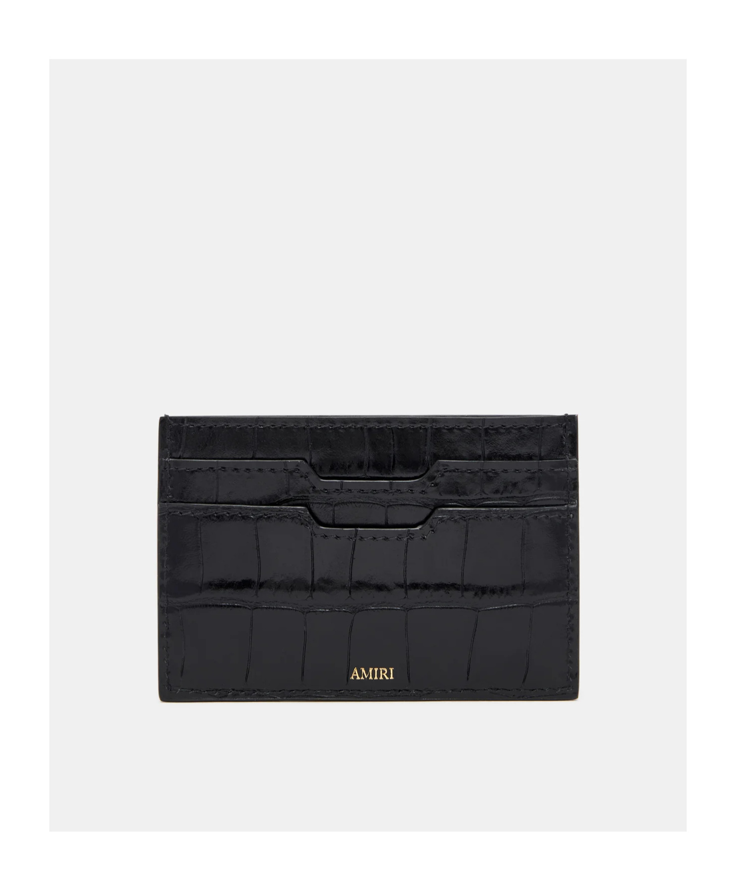 Amiri Croc Embossed Card Holder In Black