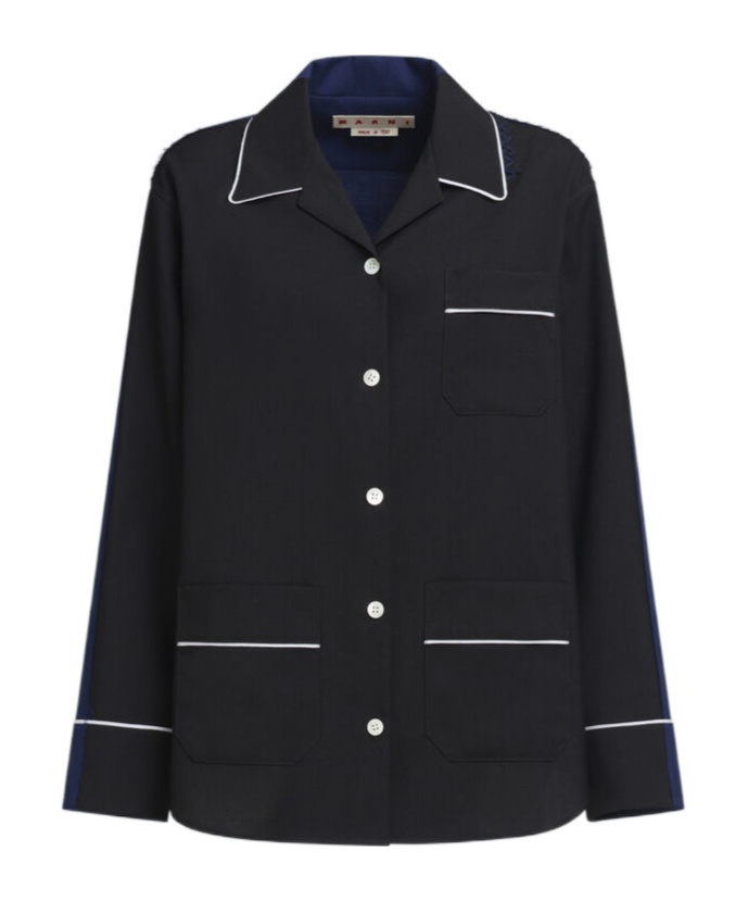 Marni Virgin Wool Pajama Shirt In Black