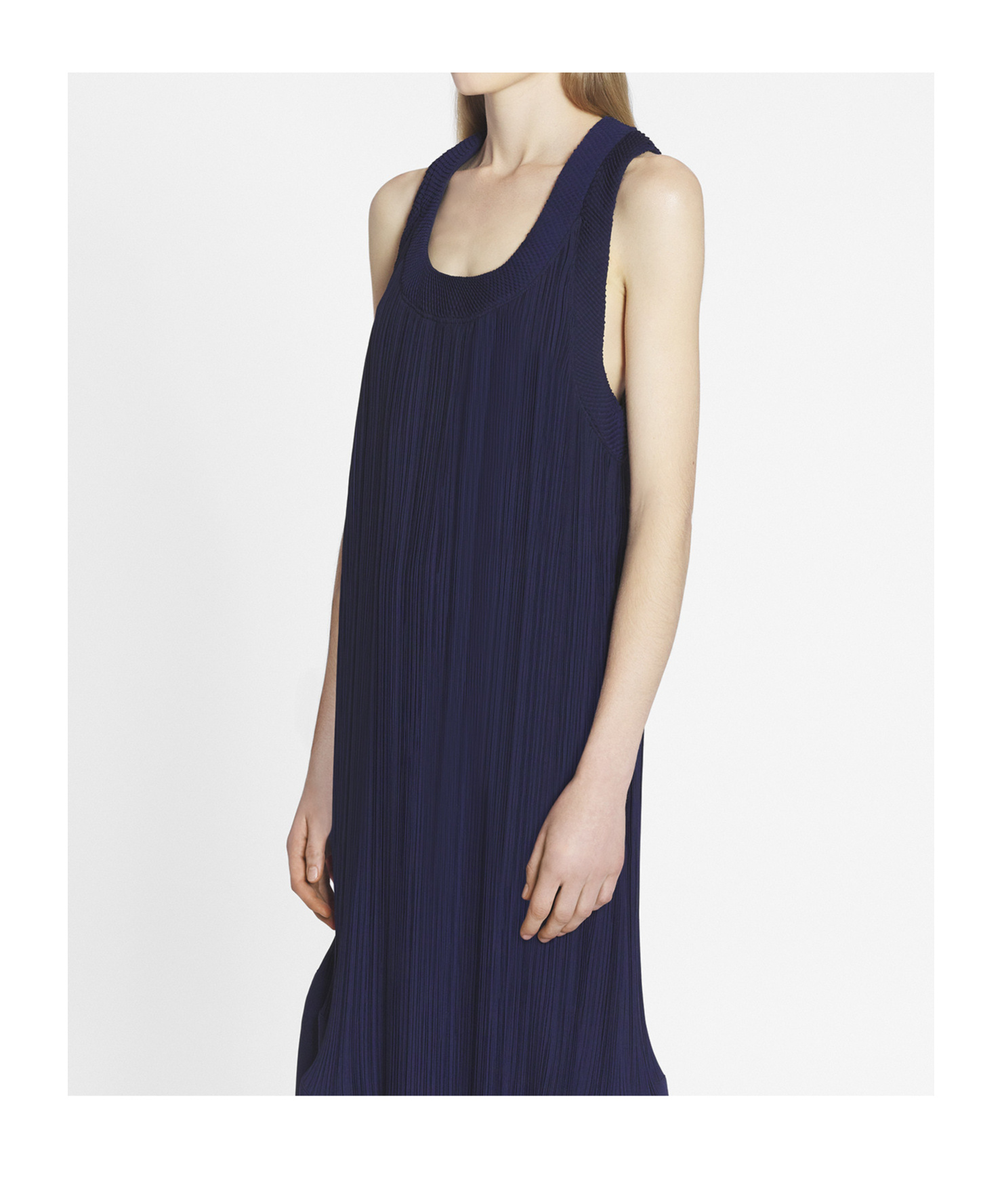 Lanvin Pleated Midi Dress In Black