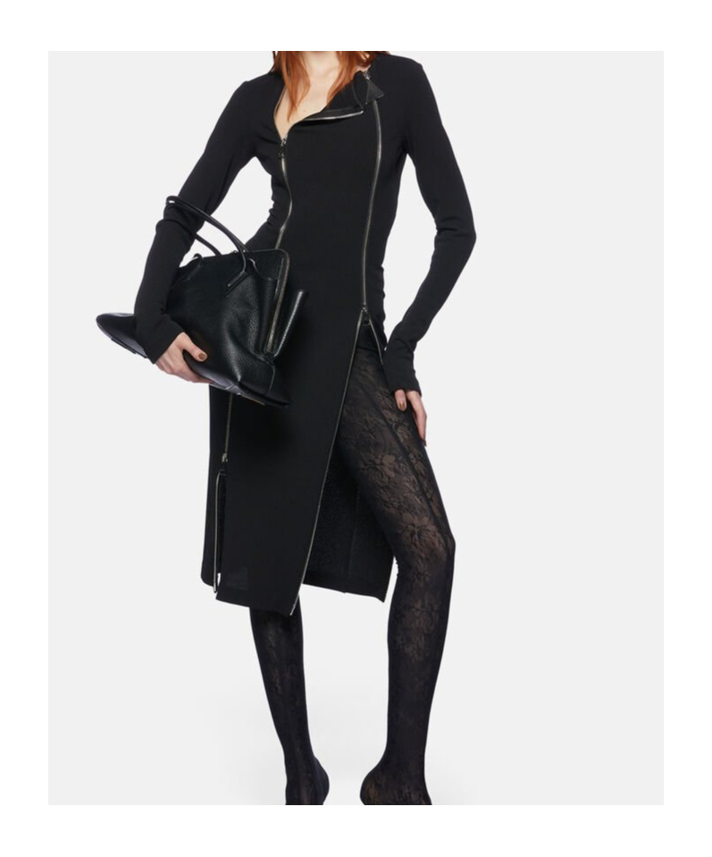 Attico Midi Dress With Double Zipper Detail In Black