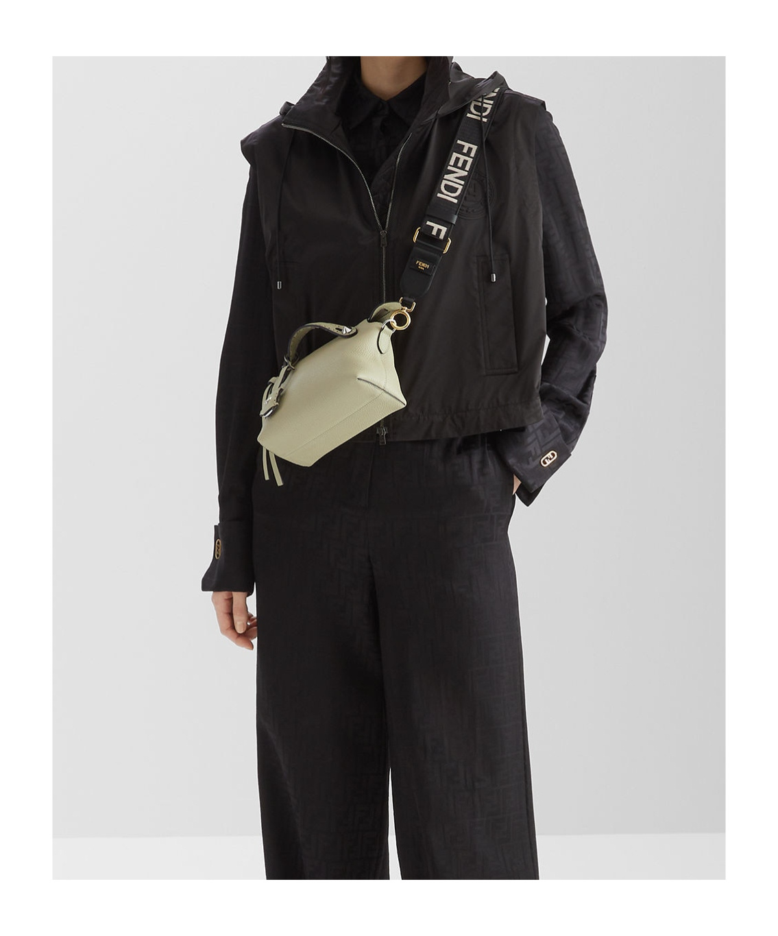Fendi Cropped Gilet With High Collar In Black