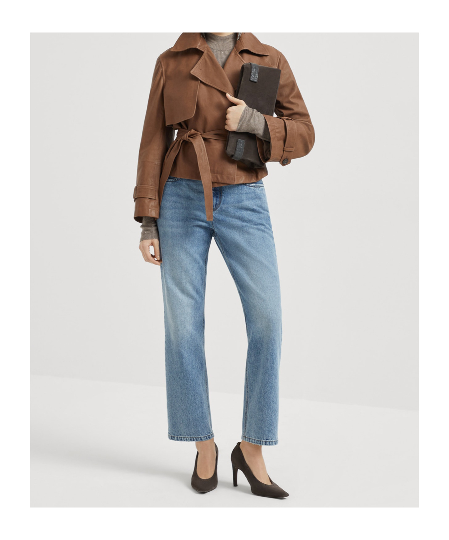 Brunello Cucinelli Long-sleeved Sweater In Brown