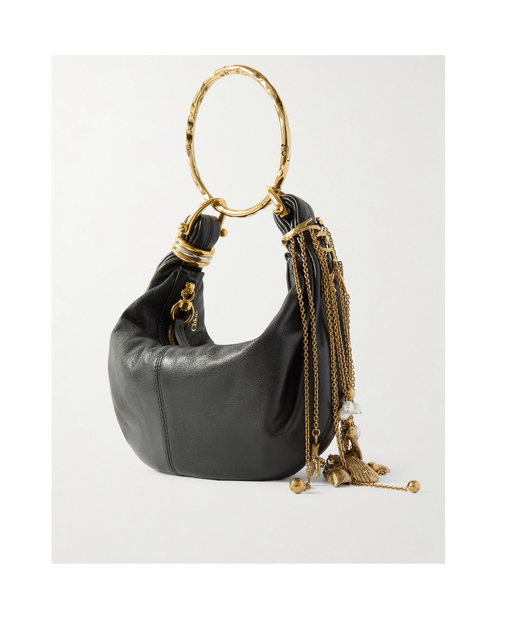 Chloé Chloe Bracelet Loop Chain Leather Top Handle Bag In Green