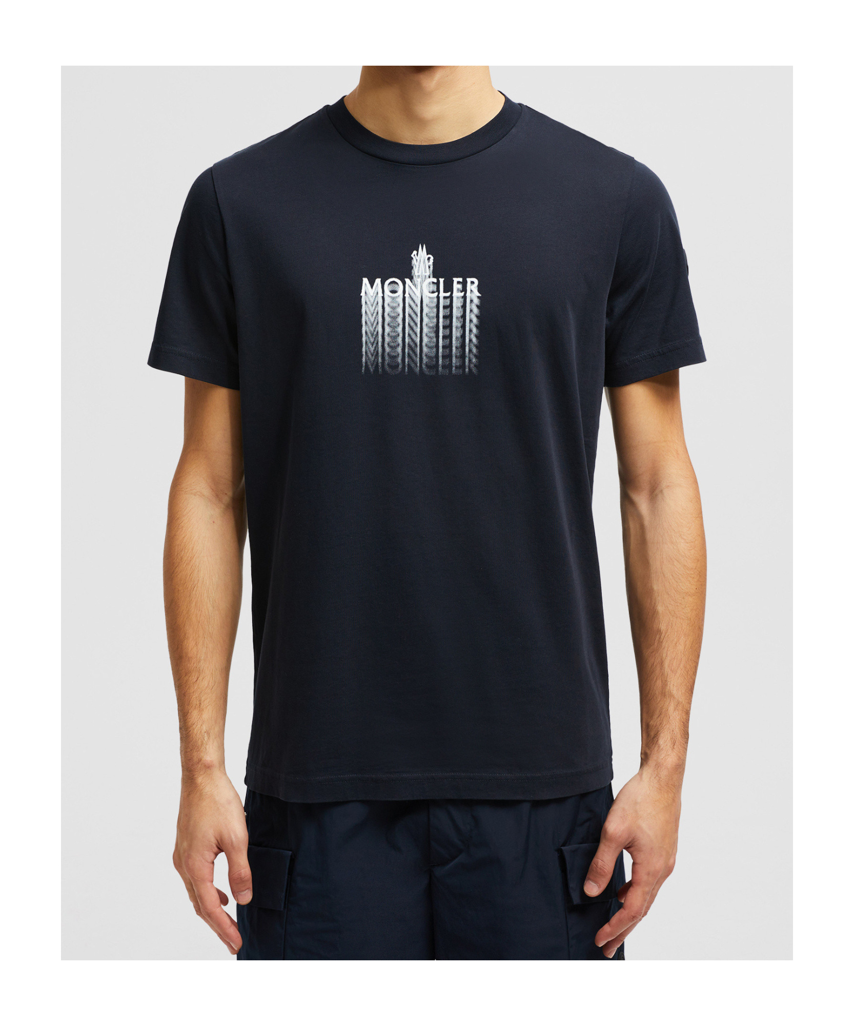 Moncler Midnight Graphic Print Crew Neck T-shirt In Blue