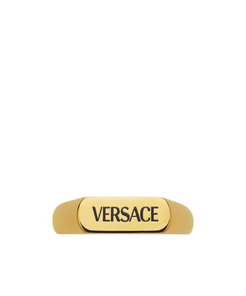 Versace Logo-engraved Ring In Gold