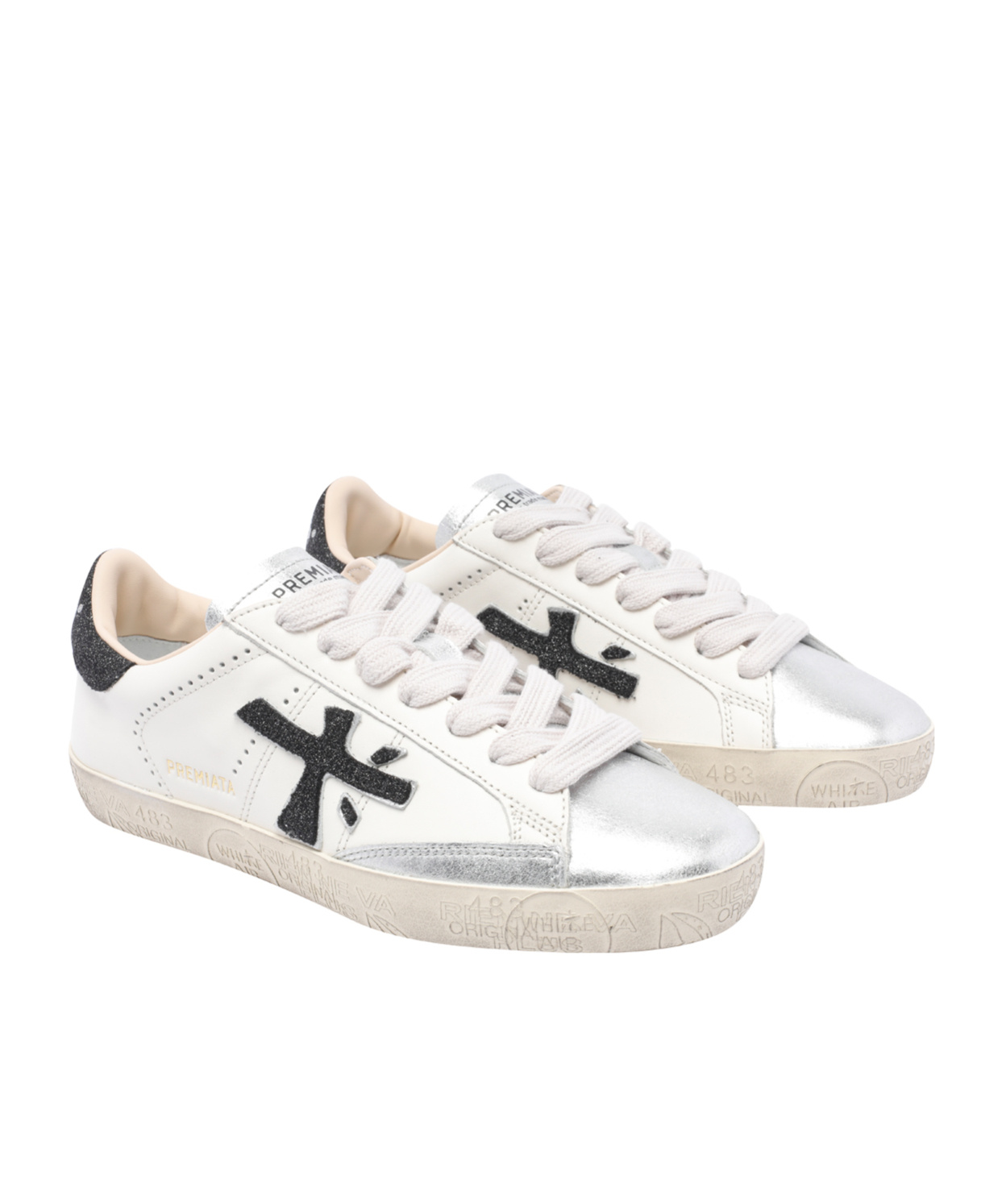 Premiata Lace-up Low-cut Casual Shoes In White