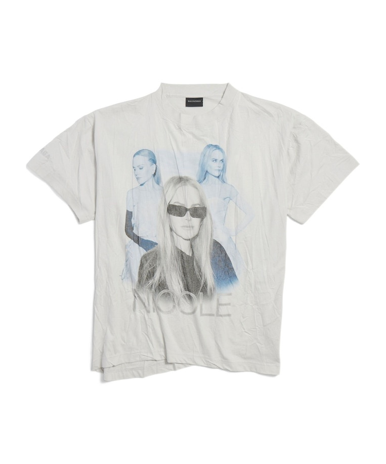 Balenciaga Nicole Printed Jersey T-shirt In Dirty White