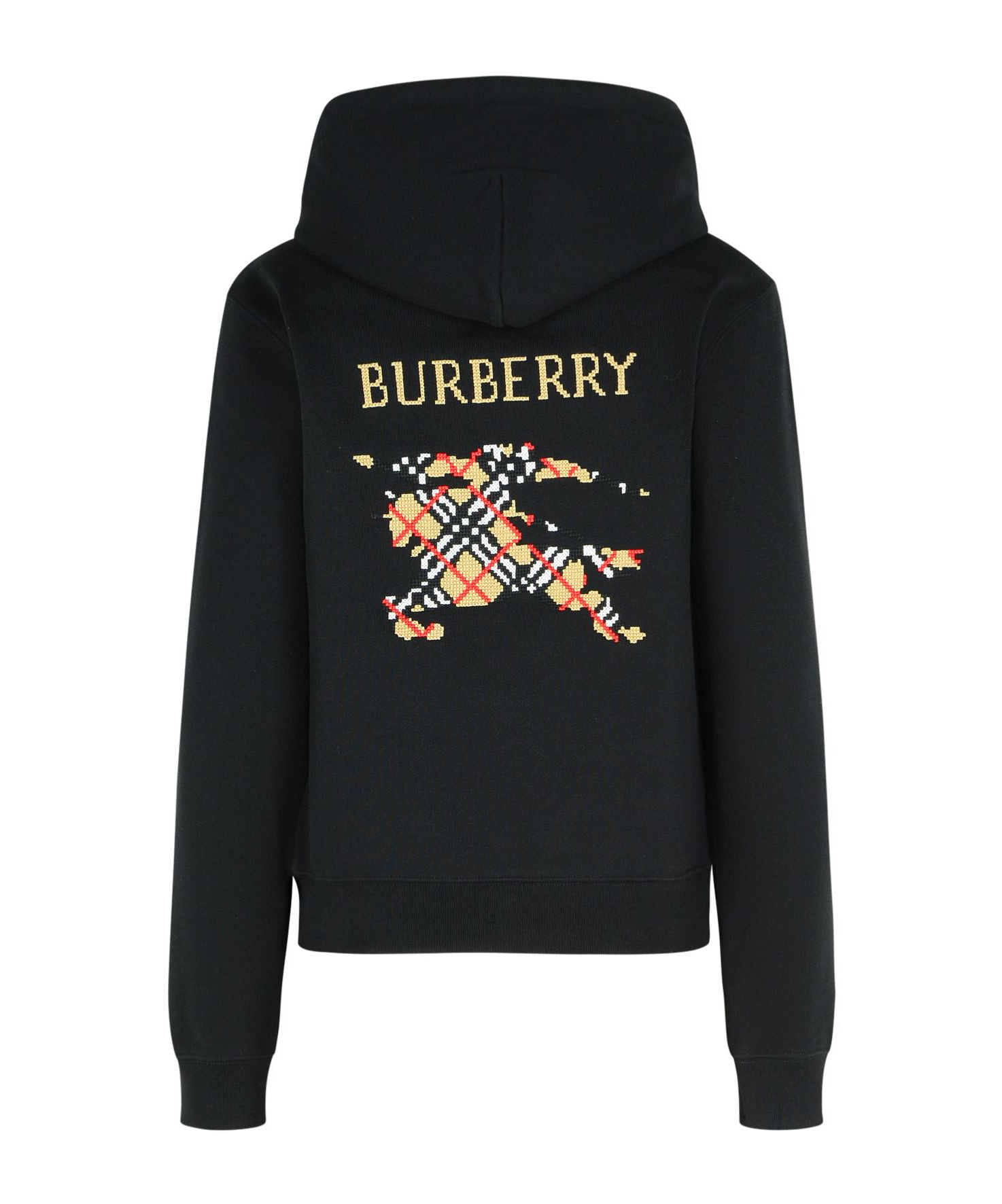 Burberry Cotton Sweatshirt With Drawstring Hood And Front Pocket In Black