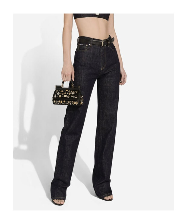 Dolce & Gabbana `flower Power` 5-pocket Jeans In Black