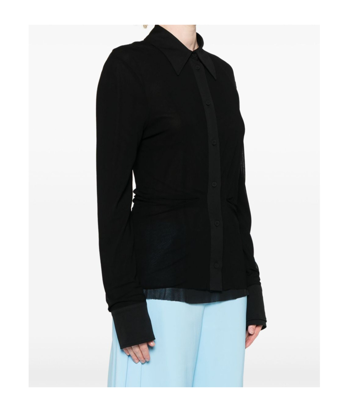 Jil Sander Women Double Layer Shirt In Black
