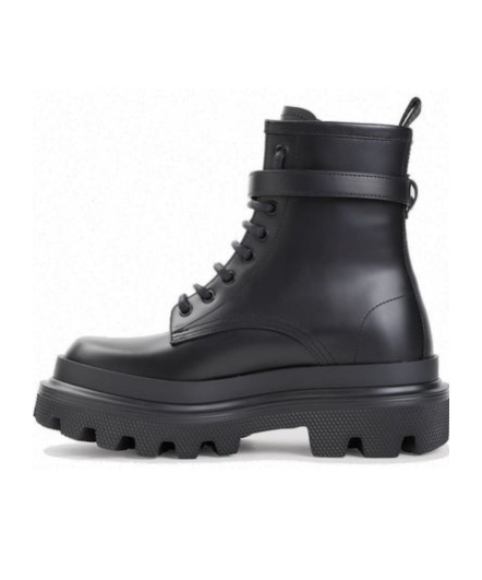 DOLCE & GABBANA LOGO-BUCKLE BOOTS