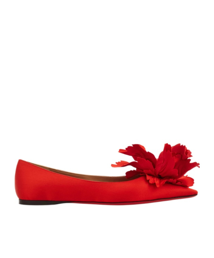 Ferragamo Flower Embellished Ballet Flat In Red