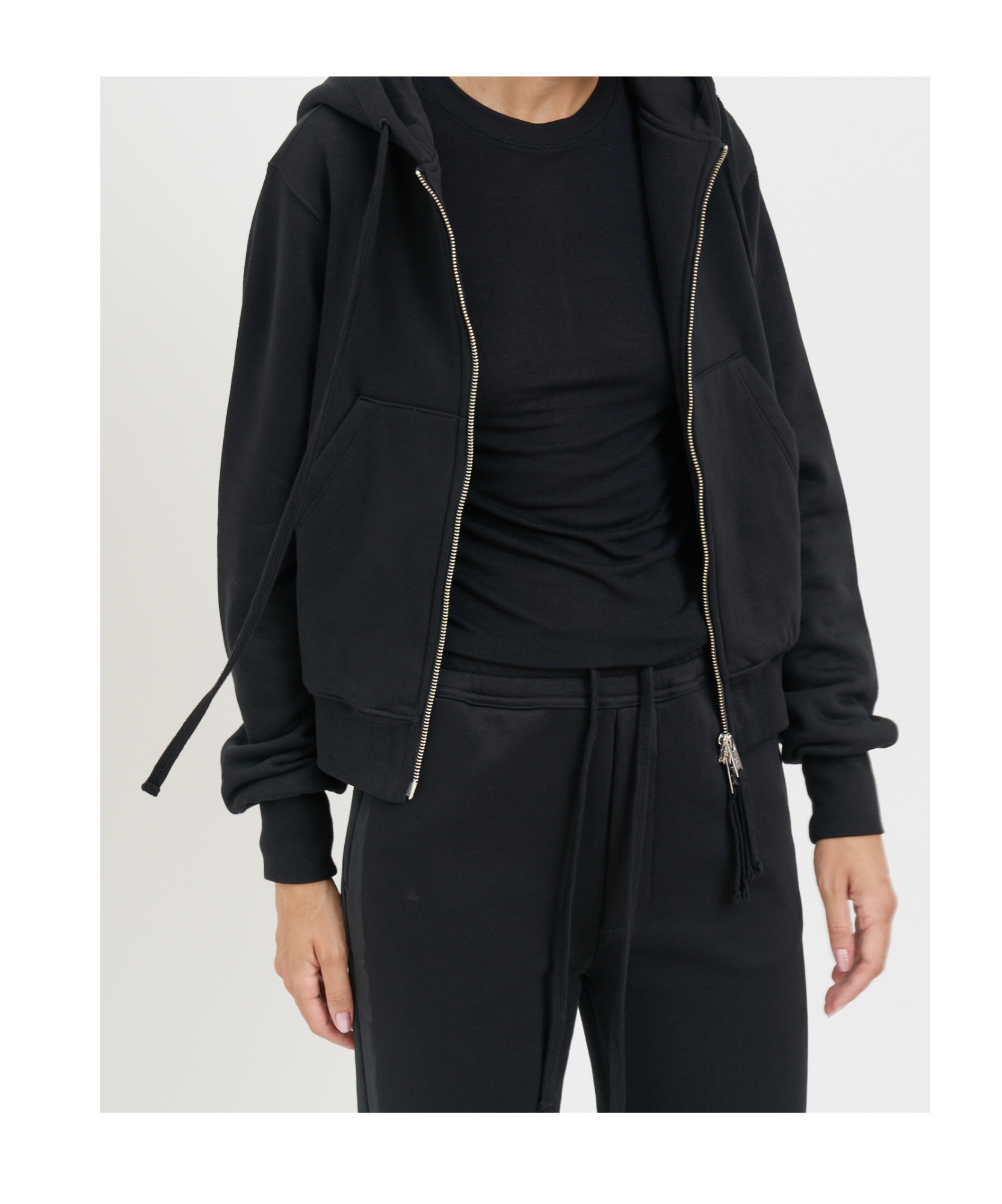 Thom Krom Felpa Con Zip E Cappuccio In Black