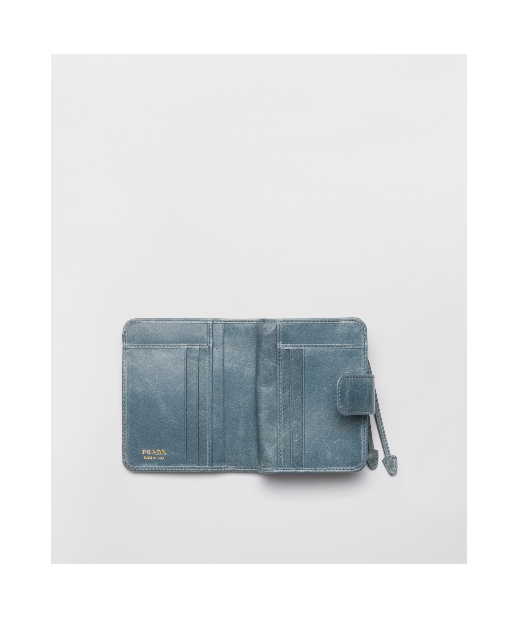 Prada Small Leather Wallet In Pilot Blue