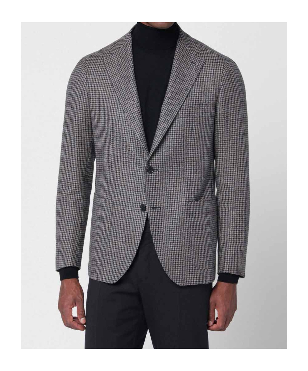 Tagliatore Houndstooth Patterned Single-breasted Blazer In Black