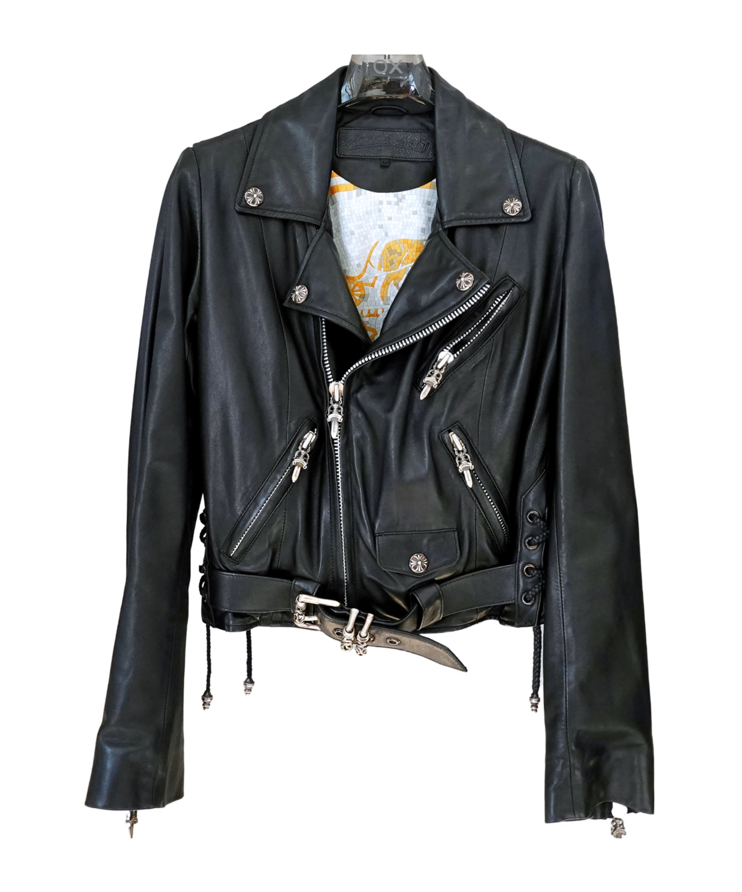 Chrome Hearts Motorcycle Leather Jacket In Black
