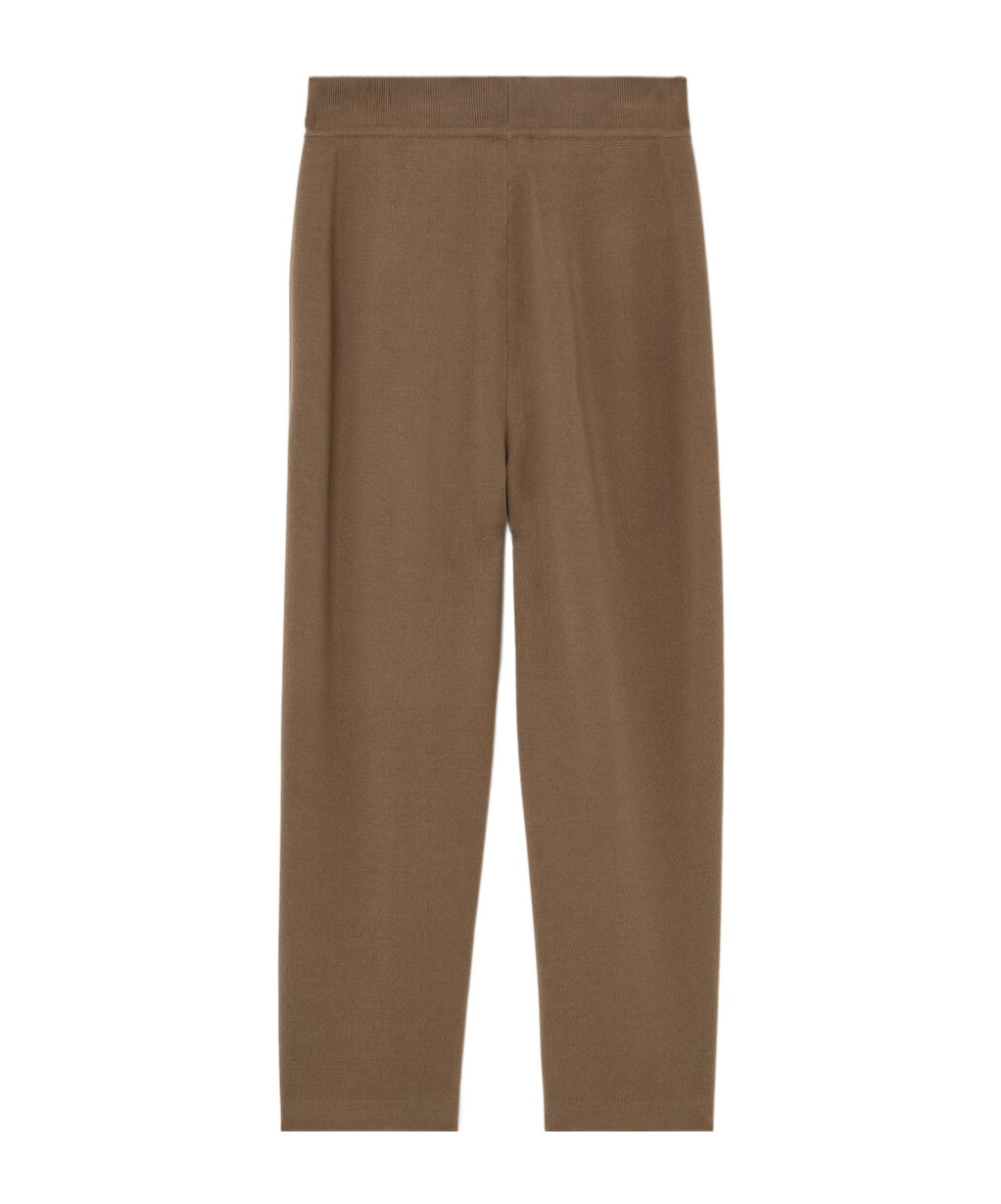 Loro Piana Elastic Ribbed Waist Knitted Casual Pants In Smoky Wood Color