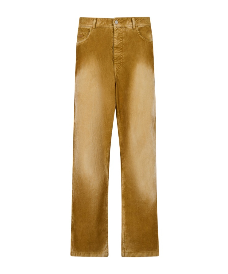 Marni Brown Flocked Denim Trousers With Back Adjuster In Brown