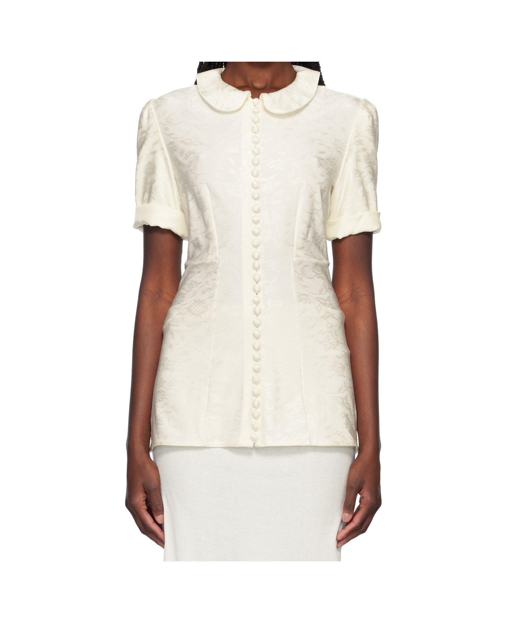 Jil Sander Claudine Collared Short-sleeve Shirt In Off-white