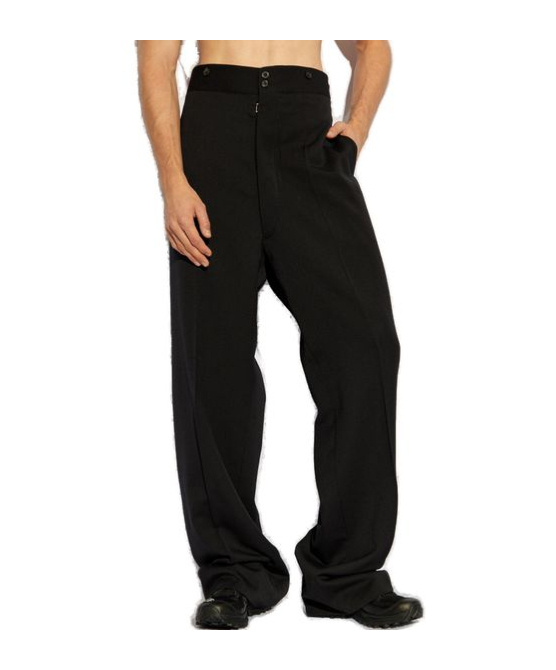 Maison Margiela Four-stitch Wool Trousers In Black