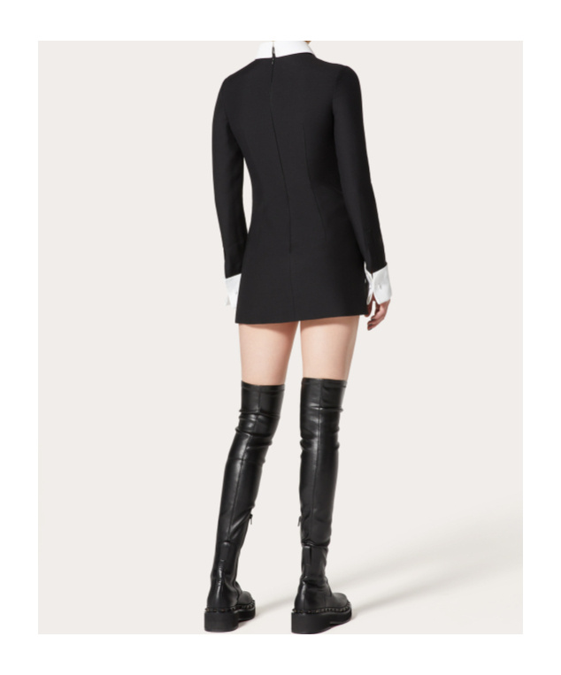 Valentino Crepe Couture Mini Dress In Black