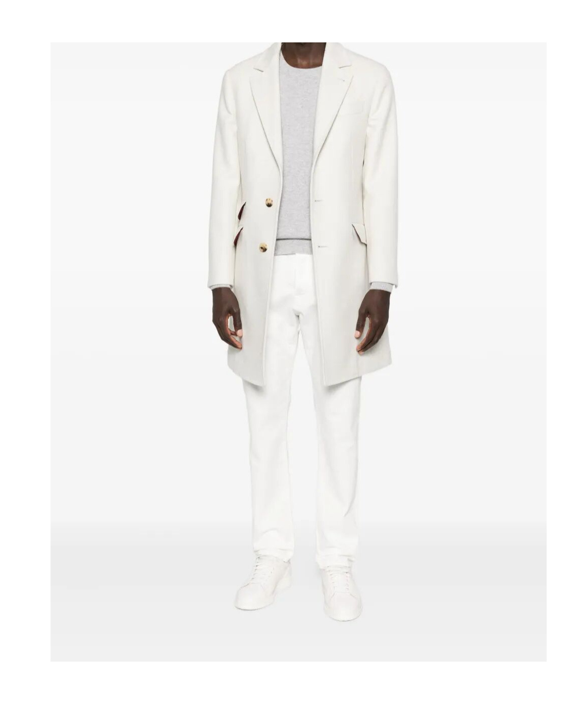 Brunello Cucinelli Gold-button Patch-pocket Coat In White