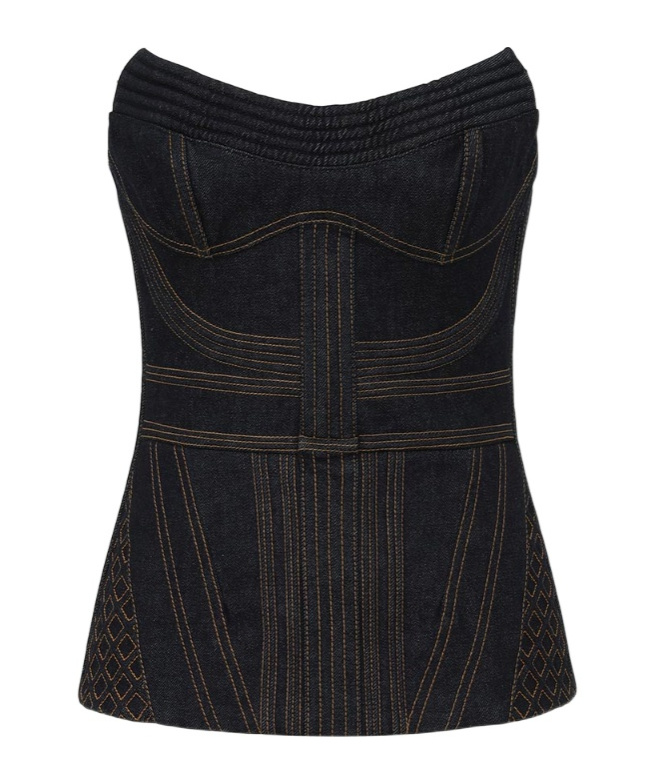 Zimmermann Corded Denim Corset In Blue