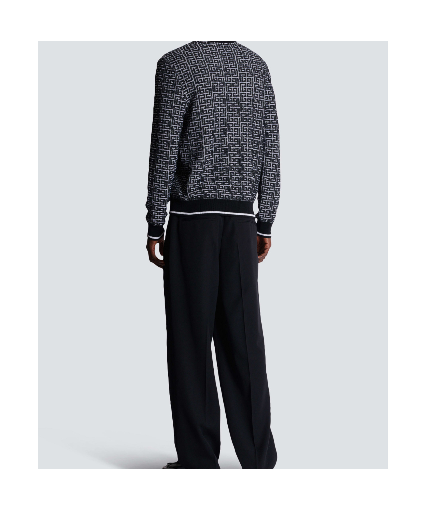 Shop Balmain Pb Labyrinth Knit Jumper In Black
